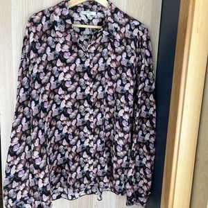 Vince Silk Floral Blouse - XL.  Mostly pinks and purples.